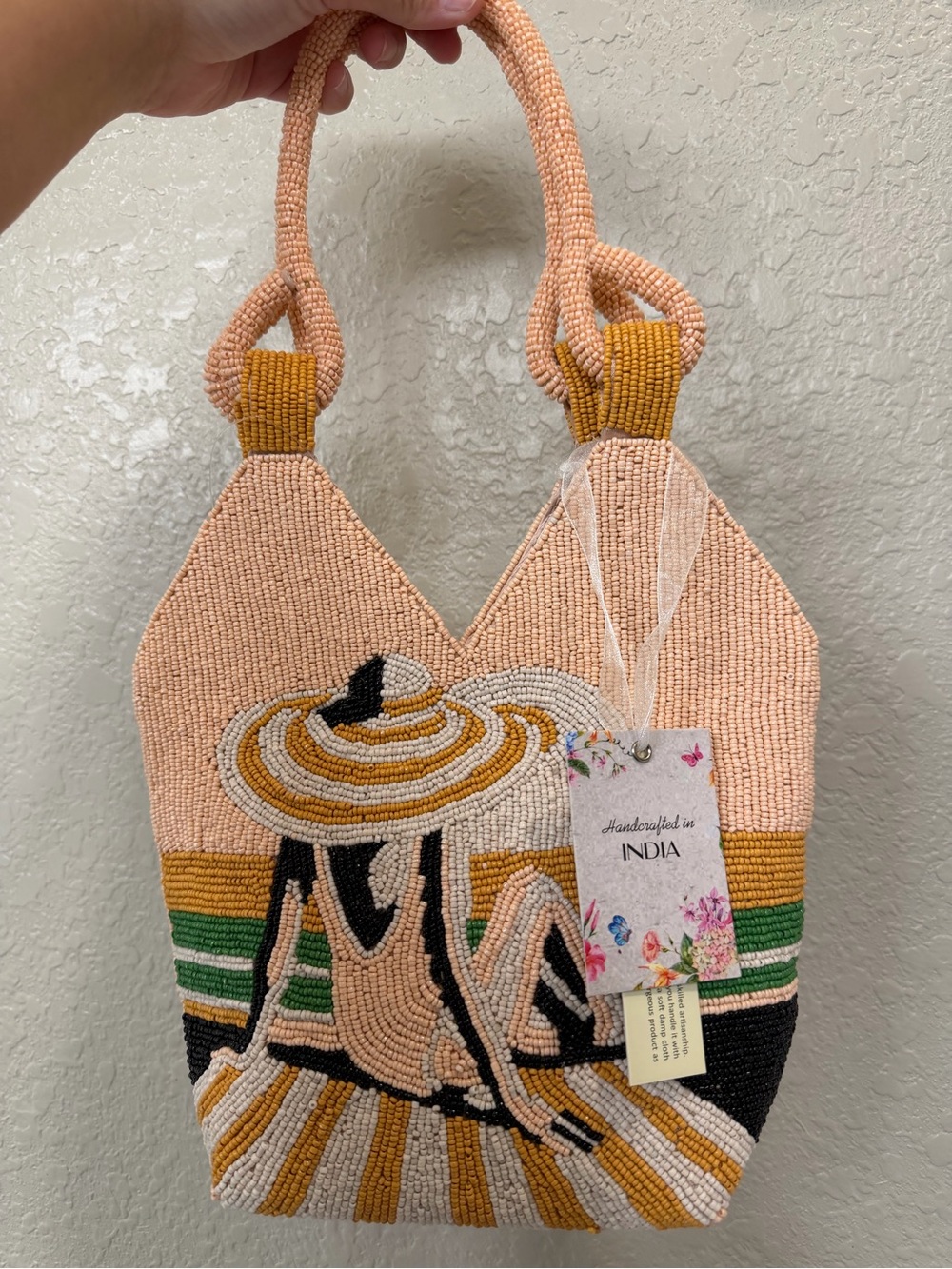 Viral Multicolor Beach Girl Beaded Tote Bag - New Release